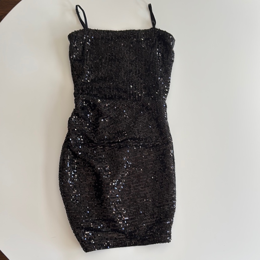 Katie J NYC Sparkling Black Sequin Dress